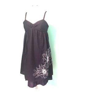 Flowy Black Embroidered Dress Size 6